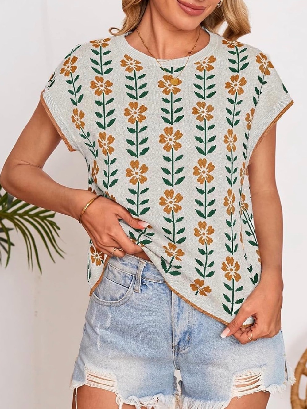 Knit Floral Top